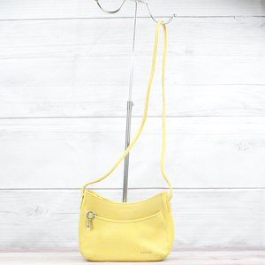 Fossil Light Yellow Leather Mini Slouch Purse Shoulder Crossbody Bag